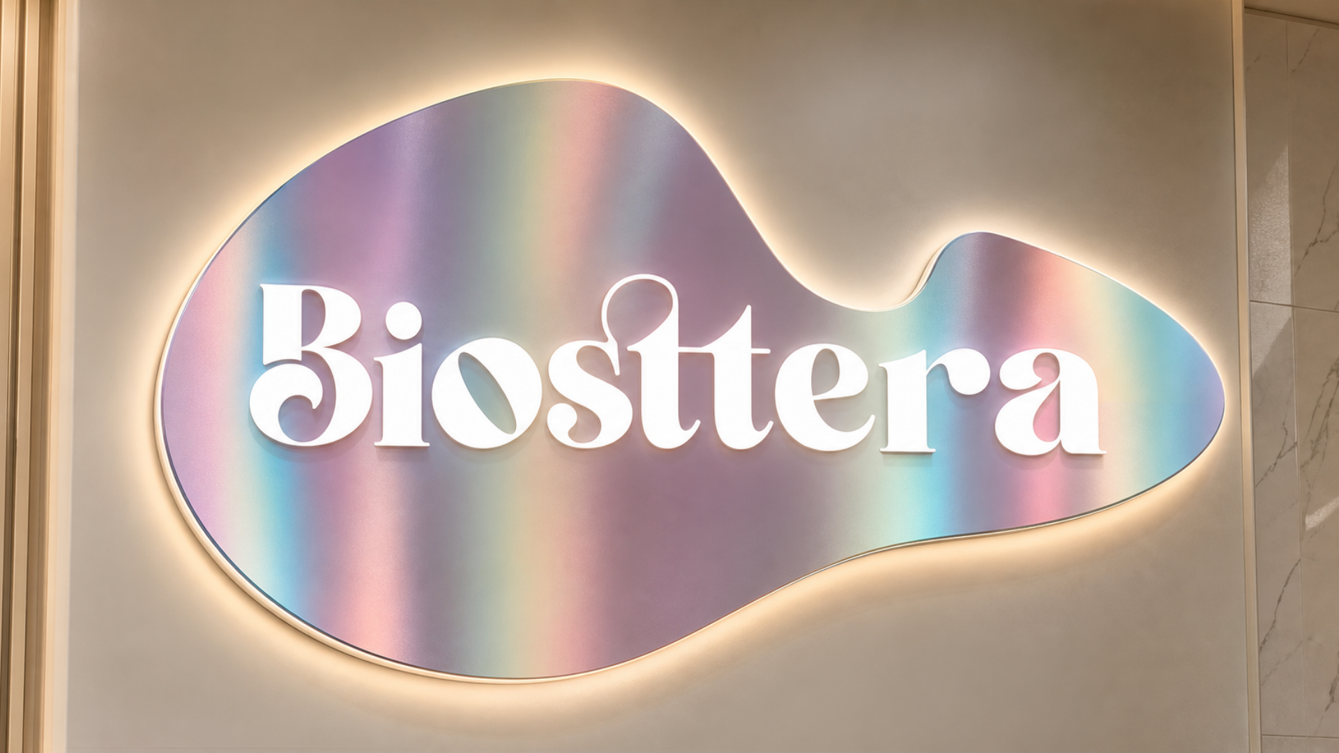 letrero diseñado por media shining para la marca de cosméticos Biosttera