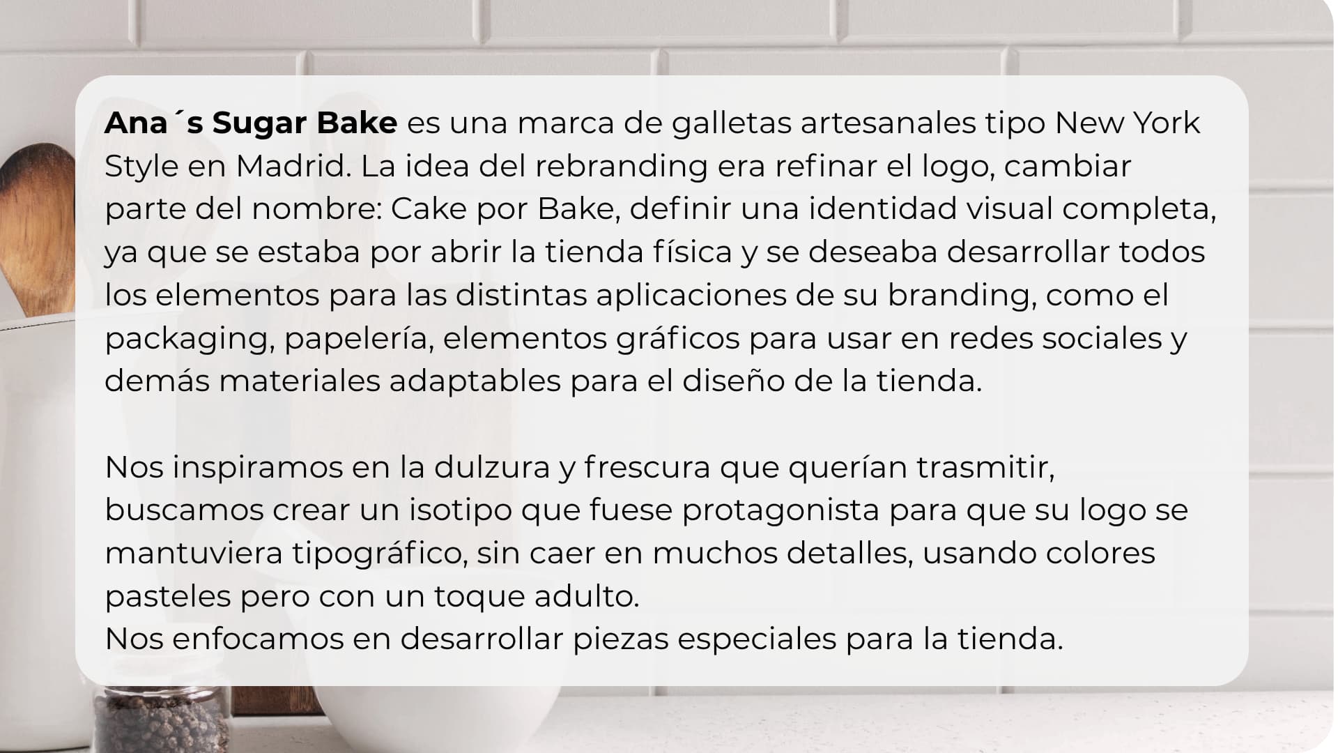 descripción de diseño de branding para marca de galletas anas sugar bake