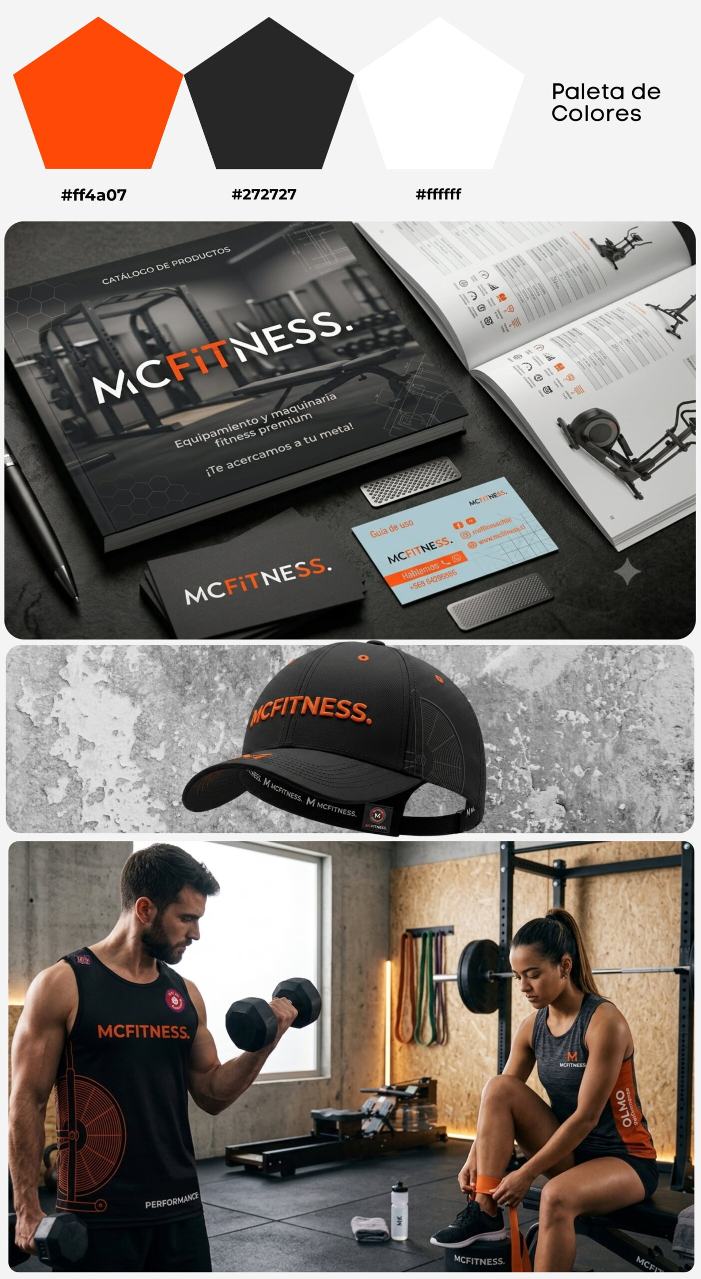 aplicaciones de logo e identidad visual para marca de deportes mcfitness