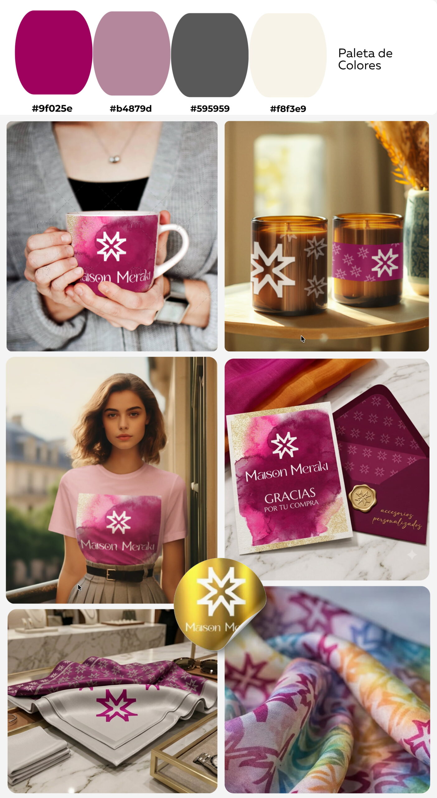 diseños de identidad de marca de media shining para maison meraki