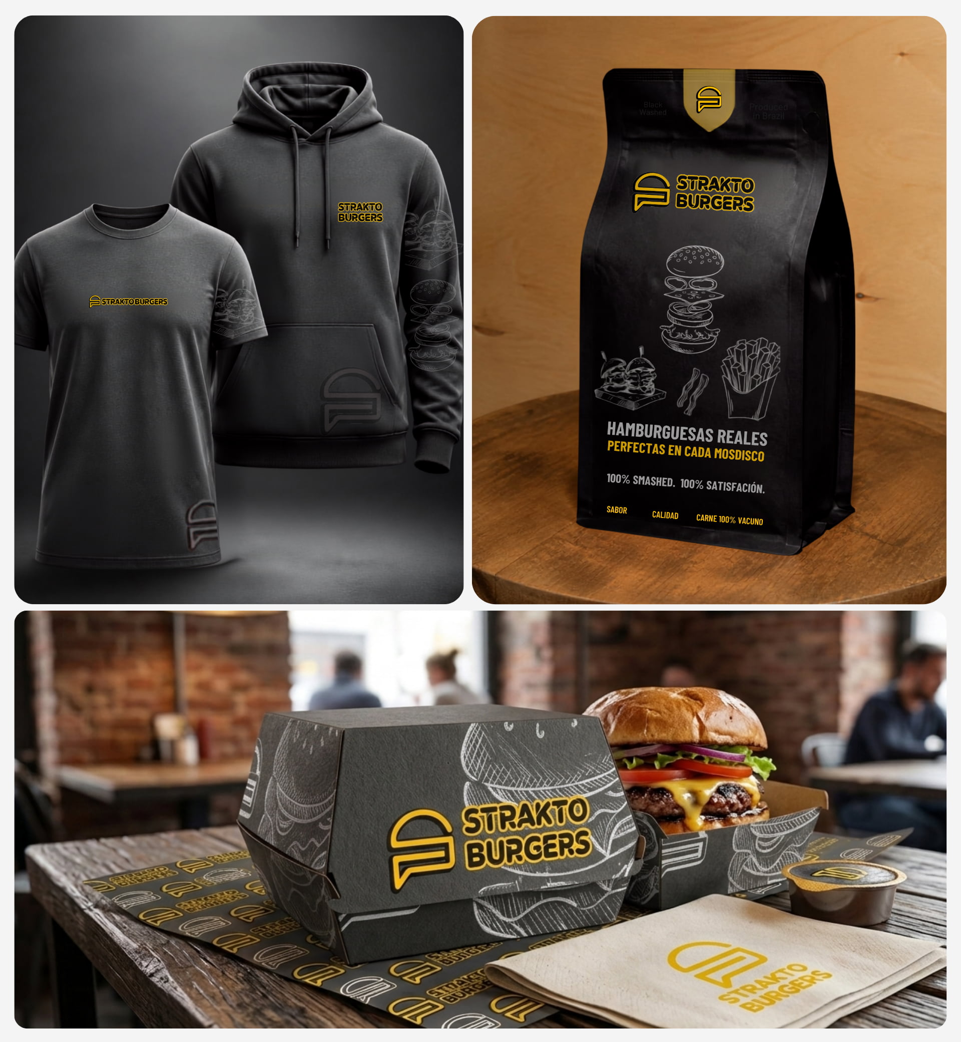 diseño de packaging para local de hamburguesas straktoburger