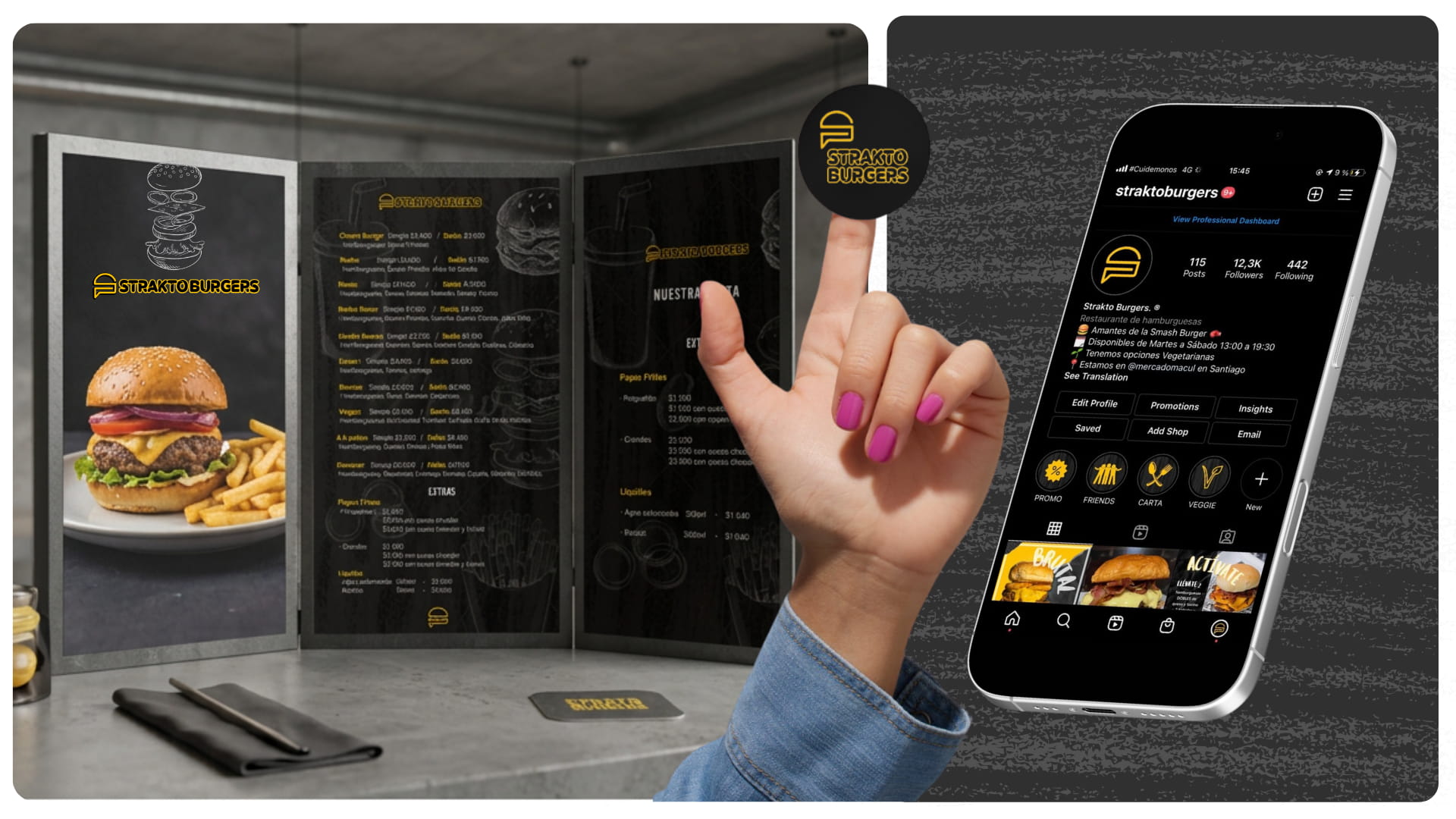 diseño de papleria, menú de restaurante, gestión de redes sociales para marca