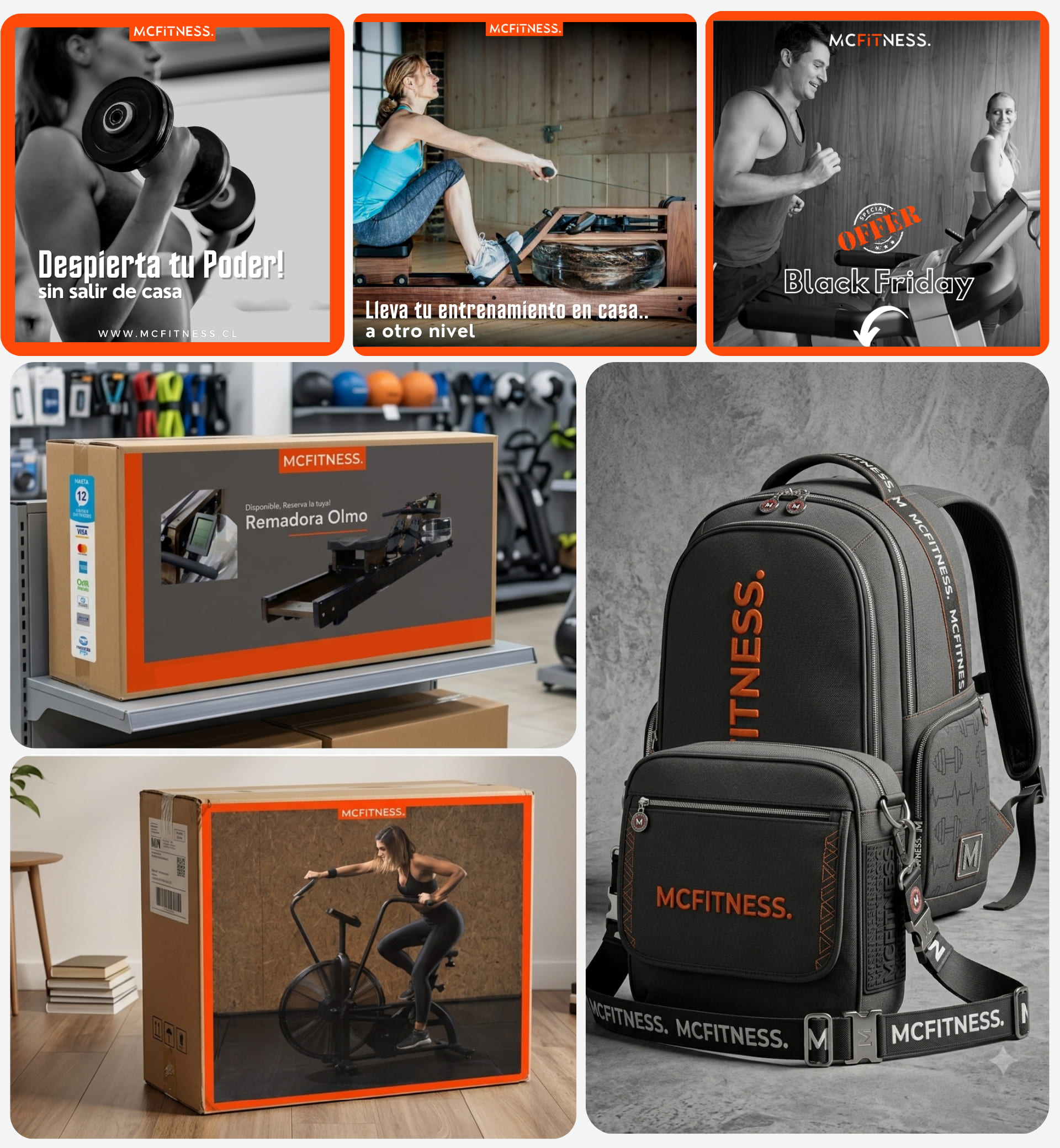 diseño de bolsos, cajas y gestión de redes sociales para mcfitness