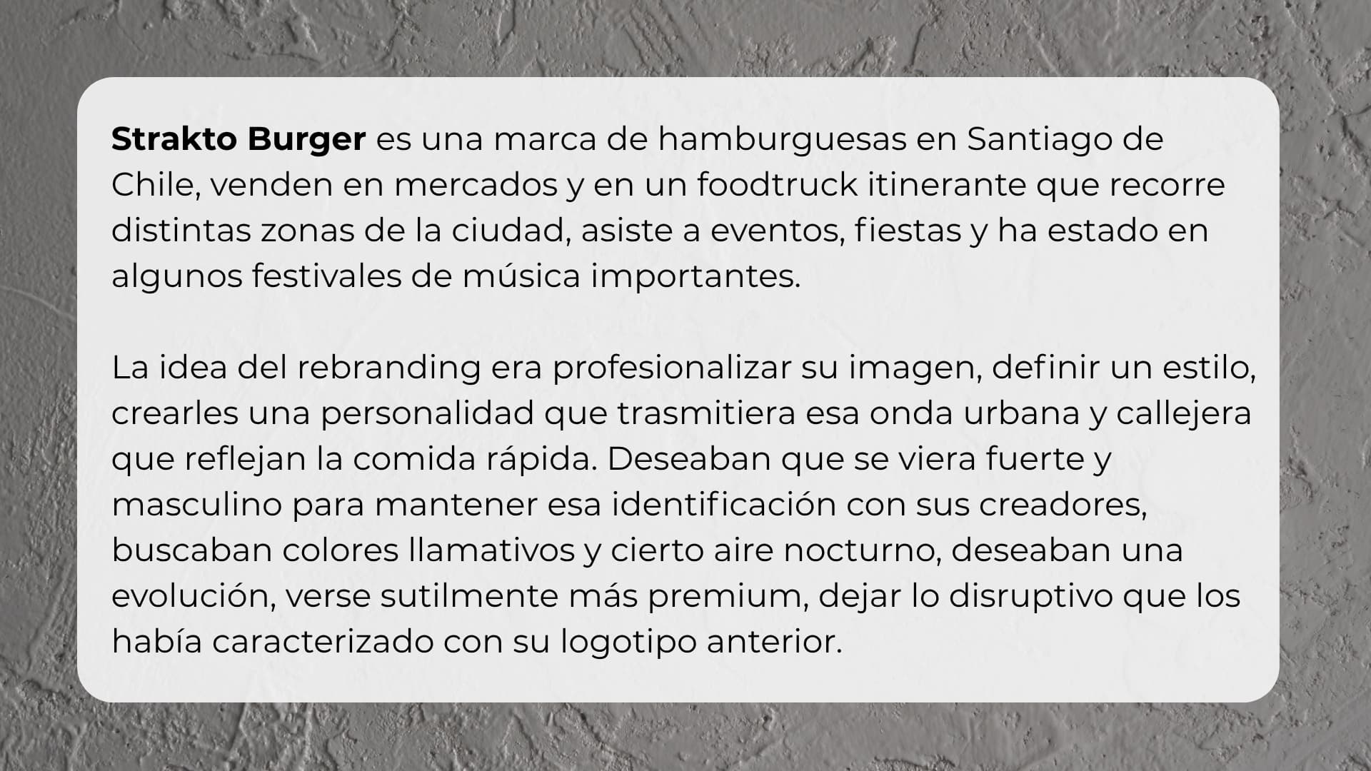 descripción de trabajo de disñeo gráfico hecho para straktoburger